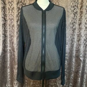 Victoria Sport Black Mesh Bomber Style Jacket Size Medium NWOT